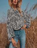 Long Sleeve Floral Pattern Tie T-Shirt