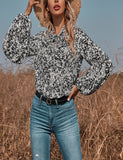 Long Sleeve Floral Pattern Tie T-Shirt