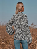 Long Sleeve Floral Pattern Tie T-Shirt