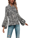 Long Sleeve Floral Pattern Tie T-Shirt