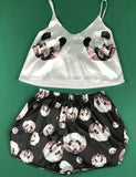 Sexy Satin Pattern Cami Shorts Pajamas Set For Women