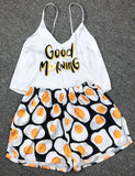 Satin Pattern Cami Shorts Pajamas Set For Women