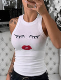 Sleeveless Round Neck Pattern Summer Cami