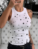 Sleeveless Round Neck Pattern Summer Cami