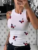 Sleeveless Round Neck Pattern Summer Cami