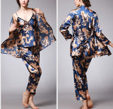 3-Piece Satin Pajamas For Women