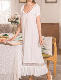 Cotton White Vintage Lace Loose Nightdress