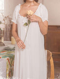 Cotton White Vintage Lace Loose Nightdress