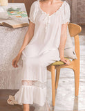 Cotton White Vintage Lace Loose Nightdress