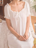 Cotton White Vintage Lace Loose Nightdress