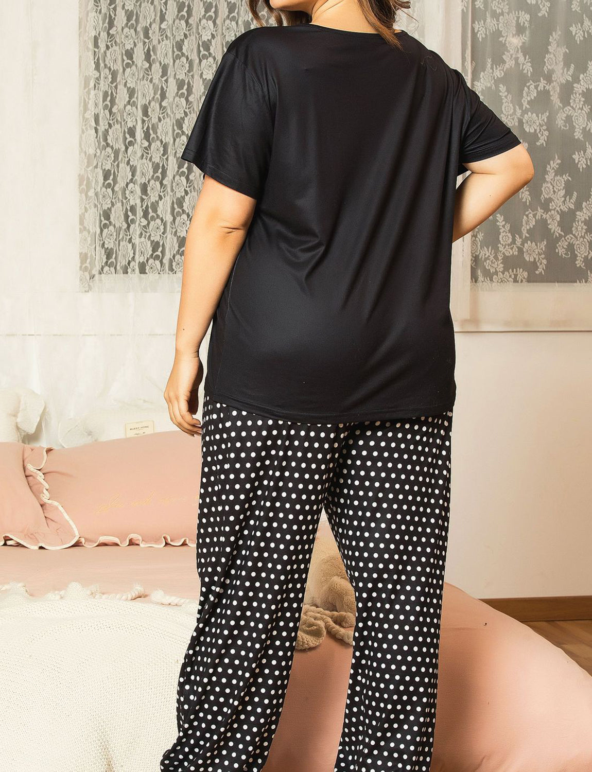 Plus Size Cotton Women s Cat Print Pajamas Set vianahos